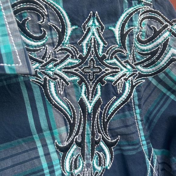 Roar Men’s Embroidered Plaid Slim Fit Long Sleeve Button Down Small Shirt C9 - Picture 8 of 8